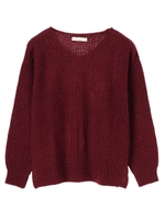 ・Vネックニットプルオーバー/パープル