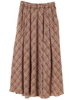 ・furryrate チェックタックフレアスカート/ベージュ