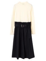 ・id ハイウエストスカートドッキングワンピース/ネイビー