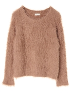 ・カラーシャギーモールニットプルオーバー/ライトブラウン