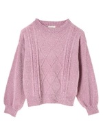 ・ケーブル編みモールニットプルオーバー/ライトピンク
