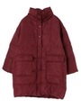 ・スタンドカラーロングブルゾン/ボルドー