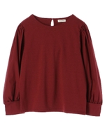 ・袖タック異素材ドッキングプルオーバー/ボルドー