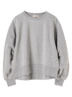 ・裏起毛袖タックプルオーバー/杢グレー