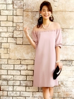 ＼安座間美優さん着用／ドットチュールフリルワンピース(7号〜13号)/ペールピンク(P)