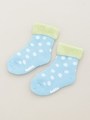 「ベビー」水玉プリントパイルソックス/ブルー