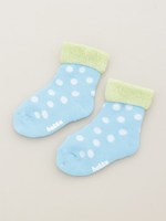 「ベビー」水玉プリントパイルソックス/ブルー