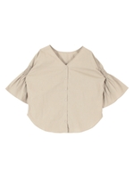 シャーリングフレアスリーブブラウス/ライトベージュ