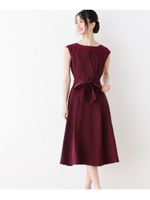 【42(LL)WEB限定サイズ】レース切り替えフレアワンピース/ボルドー(064)