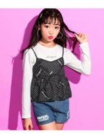 【ANAP GIRL】オリジナル英字キャミソール×TシャツSET/ホワイト/ブラック(058)