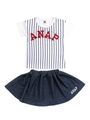 【ANAP KIDS】ストライプTシャツ+スカートSET UP/ネイビー(018)