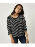 【AZUL BY MOUSSY】カットサーマル5分袖トップス/柄BLK