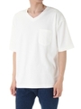 【AZUL BY MOUSSY】コットンポンチVネック半袖プルオーバー/WHT