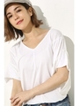 【AZUL BY MOUSSY】トロミカットジョーゼットボリュームスリーブプルオーバー/O/WHT