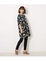 【AZUL BY MOUSSY】花柄半袖チュニック/BLK