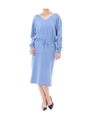 【AZUL BY MOUSSY】両Vネックブラウジングニットワンピース/L/BLU