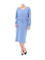 【AZUL BY MOUSSY】両Vネックブラウジングニットワンピース/L/BLU