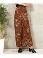 【CHILLE】 ペイズリーワイドパンツ/ブラウン(015)