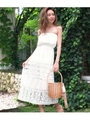 【CHILLE】裾レースベアワンピース/ホワイト(001)