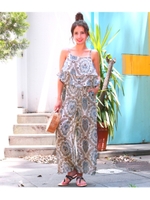 【CHILLE】柄キャミトップス×パンツSET/ブルー(019)