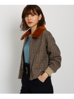 【CLUEL11月号掲載】【2WAY】ファー衿付き2WAYチェックブルゾン/ベージュ(252)