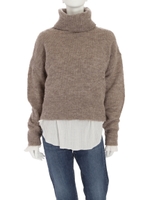 【Ca】バックレースアップタートルニット/M.GRY