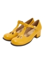 【F i.n.t】Tストラップカットワークパンプス/MUSTARD