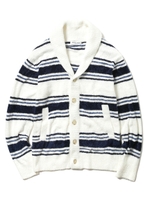 【GELATO PIQUE HOMME】’スムーズィー’マルチボーダーショールカーディガン/OWHT