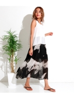 【Latina】シフォンペイントライク切替ロング/ホワイト(001)