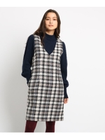 【Lサイズあり】ツイードワンピース/ブラック(419)