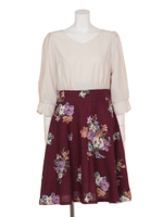 【Rew de Rew】★WEB限定★花柄ドッキングワンピース（8C05-0015）/ワイン