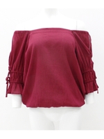 【Settimissimo】オープンスリーブオフショルダートップス/ワイン(026)