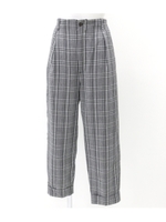 【Settimissimo】 ガーゼグレンチェックテーパードパンツ/ブラック(027)