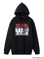 【WEB限定】GREMLINS X X-GIRL X OVER THE STRIPES SWEAT HOODIE/ブラック