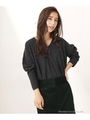 【WEB限定】Vネックドロップショルダーニット/チャコール