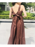 【WEB限定】バックシャンコットンワンピース/ダークブラウン(943)