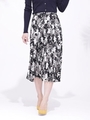 【WEB限定】フラワープリントプリーツスカート/ブラック