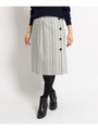 【WEB限定カラーあり】ストライプツィードスカート/ライトグレー(311)