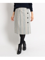 【WEB限定カラーあり】ストライプツィードスカート/ライトグレー(311)