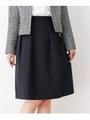 【入卒・大きいサイズあり・13号・15号】普段使いしやすいツヤ感Aラインスカート/ネイビー(093)