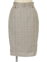 【an another angelus】ベルト付きグレンチェックタイトスカート/BEIGE