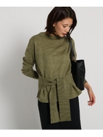 【ＷＥＢ限定】【洗える】ニットリボン　メランジ・ニットプルオーバー/モスグリーン(024)