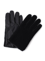 【スマホ対応】バスケットニット×レザーグローブ/ブラック(019)