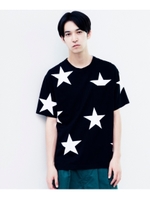 【汗染み防止・抗菌防臭】スタープリントTシャツ/ブラック(119)