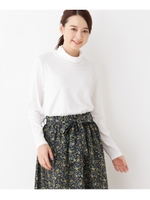 【吸湿発熱】ギャザーハイネックプルオーバー/ホワイト(002)