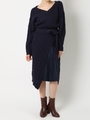 【泉里香×MERCURYDUO】ケーブルプリーツ切替ニットワンピース/NVY