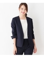 【洗える・34(SS)、42(LL)WEB限定サイズ】ノーカラージャケット/ネイビー(993)