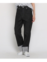 【洗える】9.3OZターンバックデニムパンツ/チャコールグレー(014)