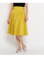 【洗える】【Lサイズあり】サイドバックルクリアツイルスカート/イエロー(032)