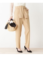 【洗える】そで前結び風ワイドパンツ/ベージュ(052)